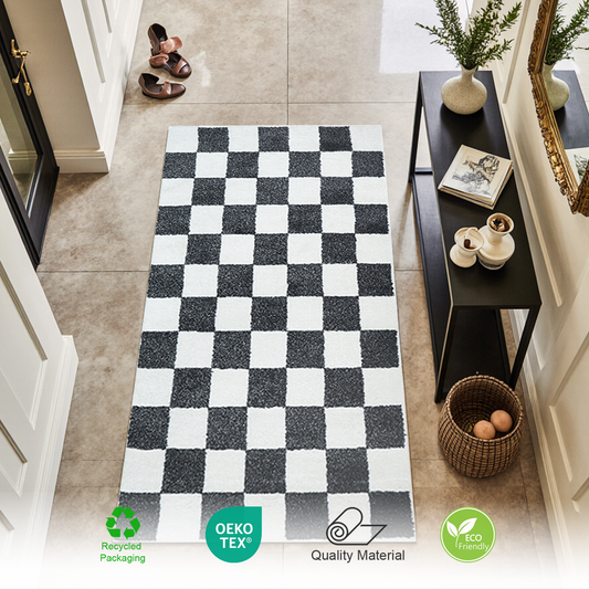 Plaid Rug | Anthracite & Super Soft 60*110