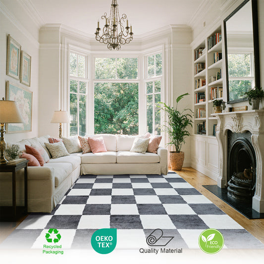 Plaid Rug | Grey & Super Soft