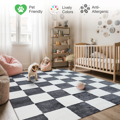 Plaid Rug | Grey & Super Soft