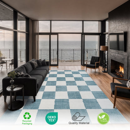 Plaid Rug | Turquoise & Super Soft