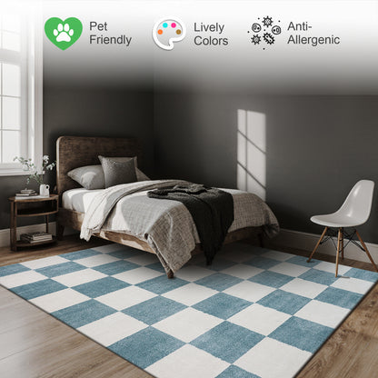 Plaid Rug | Turquoise & Super Soft