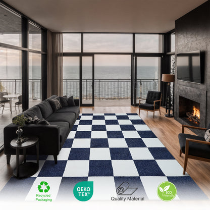 Plaid Rug | D.Blue & Super Soft