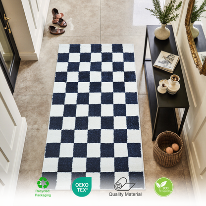 Plaid Rug | D.Blue & Super Soft 60*110