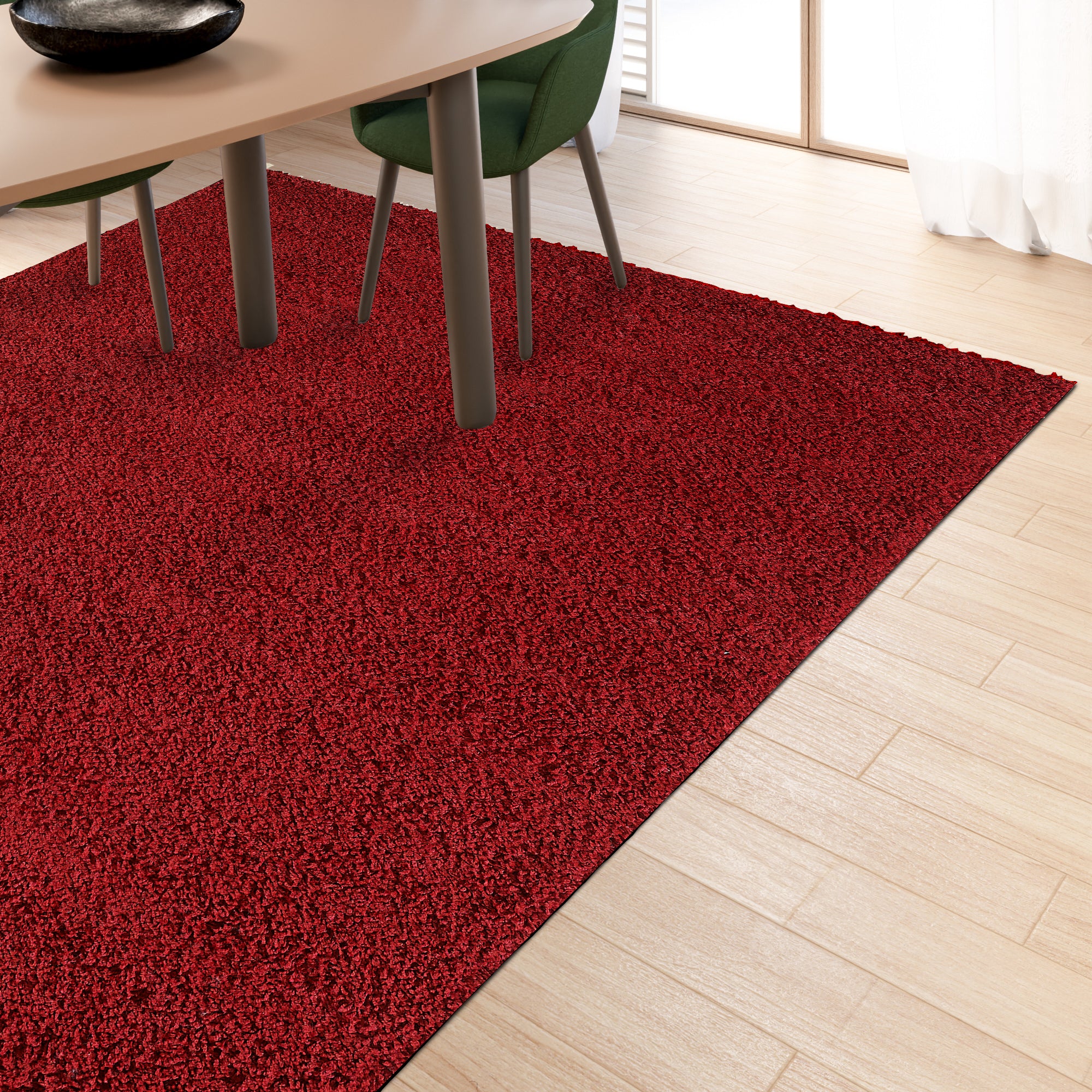 Shaggy Rug Plain Bordeaux / Dark Red