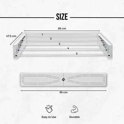 Laundry Drying Rack 75cm - 95cm Clothes Airers White - Pattern