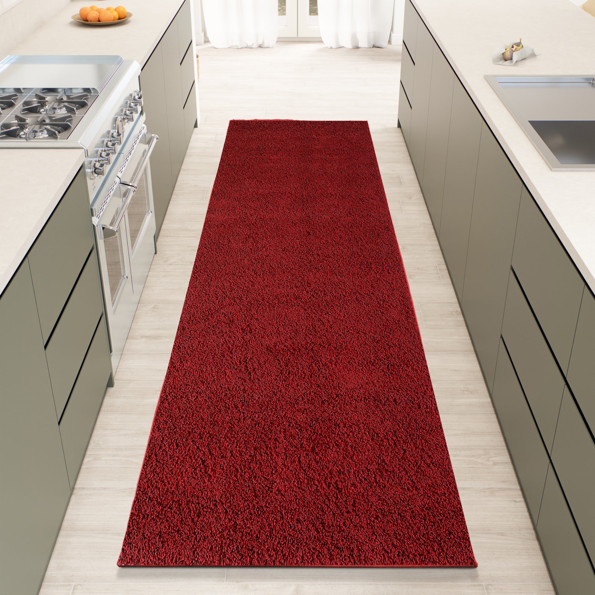 Shaggy Rug Plain Bordeaux / Dark Red