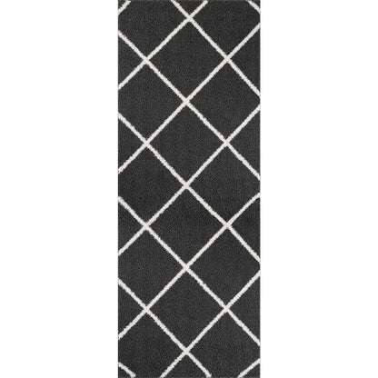 Shaggy Rug Lined Diamond Smoky Grey