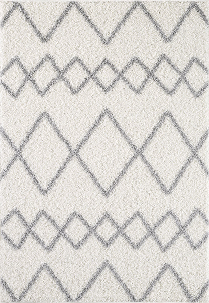 Shaggy Rug Lined Herringbone White
