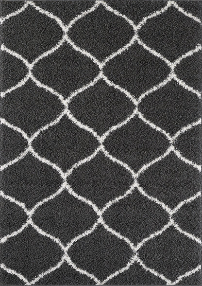 Shaggy Rug Lined Trellis Smoky/Ivory