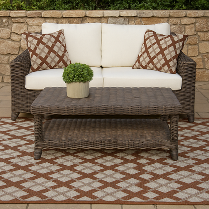 Outdoor Rugs Lined Collection Terra Cream