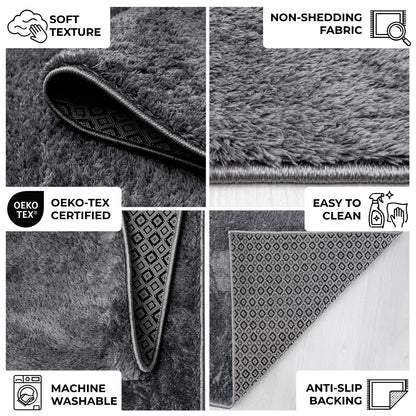 Anti-Slip Backing, Shaggy Rugs Anthracite