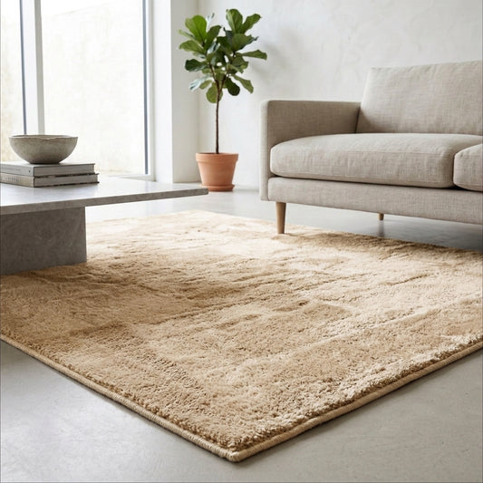 Anti-Slip Backing, Shaggy Rugs Beige