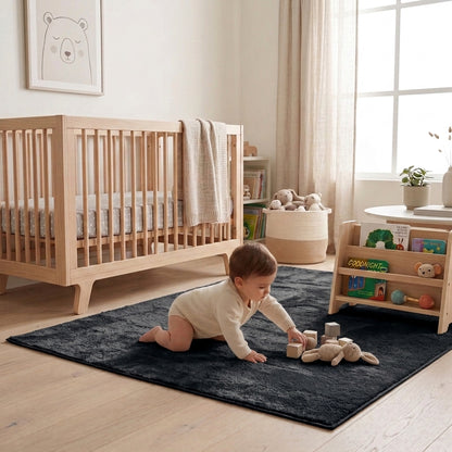 Anti-Slip Backing, Shaggy Rugs Black