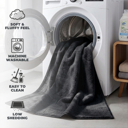 Anti-Slip Backing, Shaggy Rugs Black