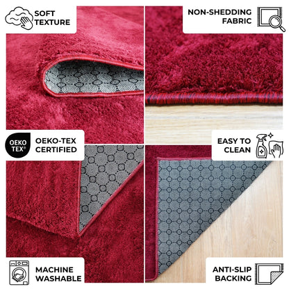 Anti-Slip Backing, Shaggy Rugs Bordeaux