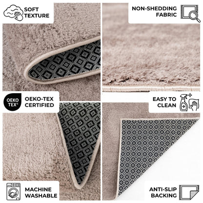 Anti-Slip Backing, Shaggy Rugs Brown