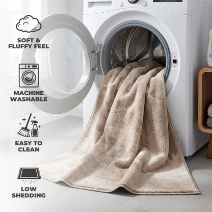 Anti-Slip Backing, Shaggy Rugs Cream