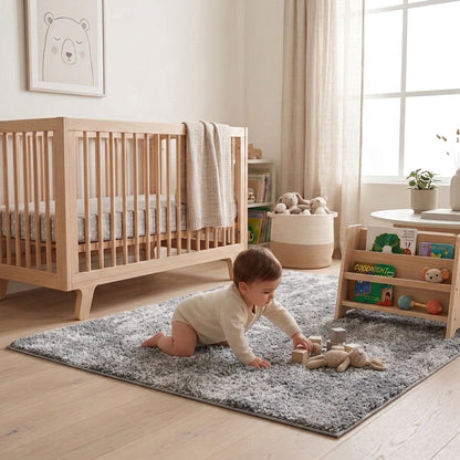 Anti-Slip Backing, Shaggy Rugs Grey