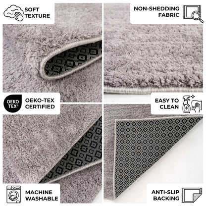 Anti-Slip Backing, Shaggy Rugs Grey