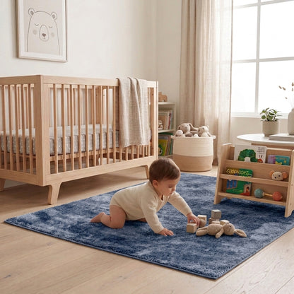 Anti-Slip Backing, Shaggy Rugs Navy