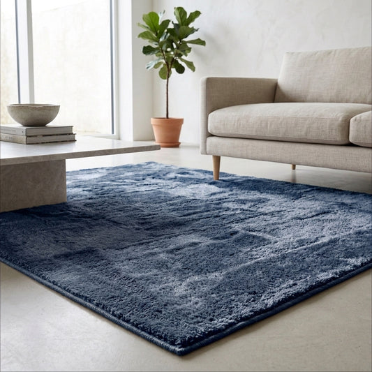 Anti-Slip Backing, Shaggy Rugs Navy