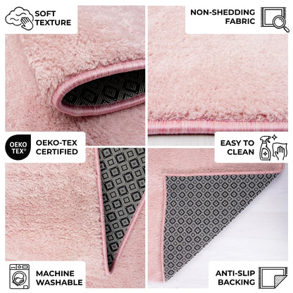 Anti-Slip Backing, Shaggy Rugs Pink
