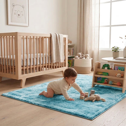 Anti-Slip Backing, Shaggy Rugs Turquoise