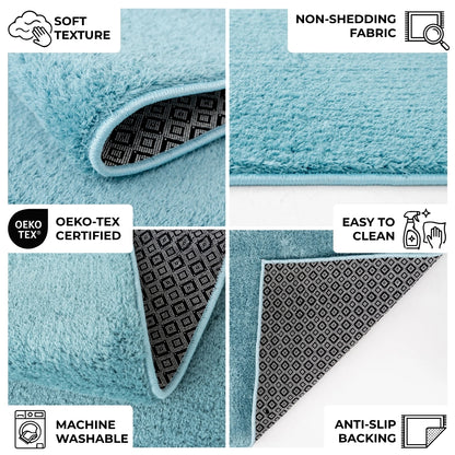 Anti-Slip Backing, Shaggy Rugs Turquoise
