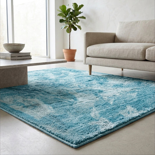 Anti-Slip Backing, Shaggy Rugs Turquoise