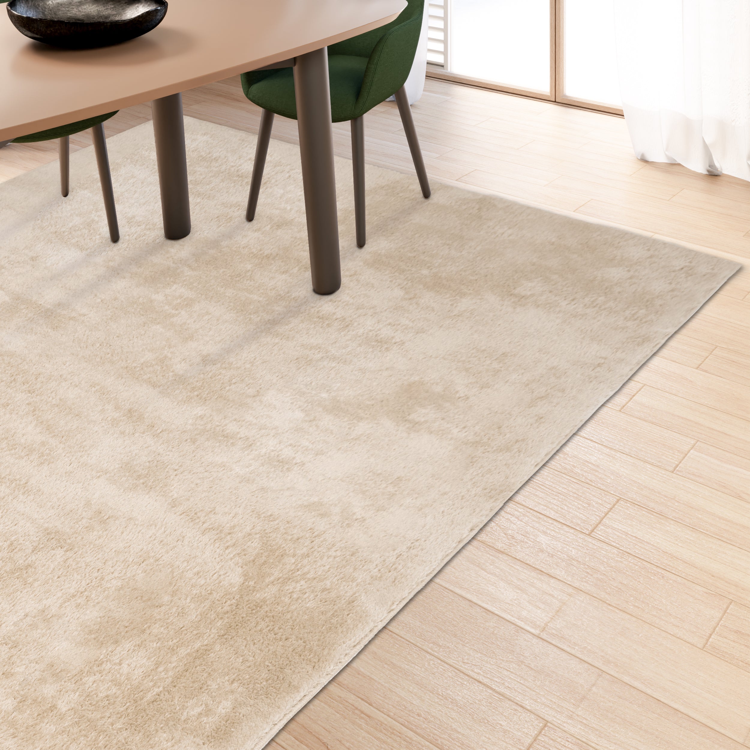 Anti-Slip Backing, Shaggy Rugs Beige