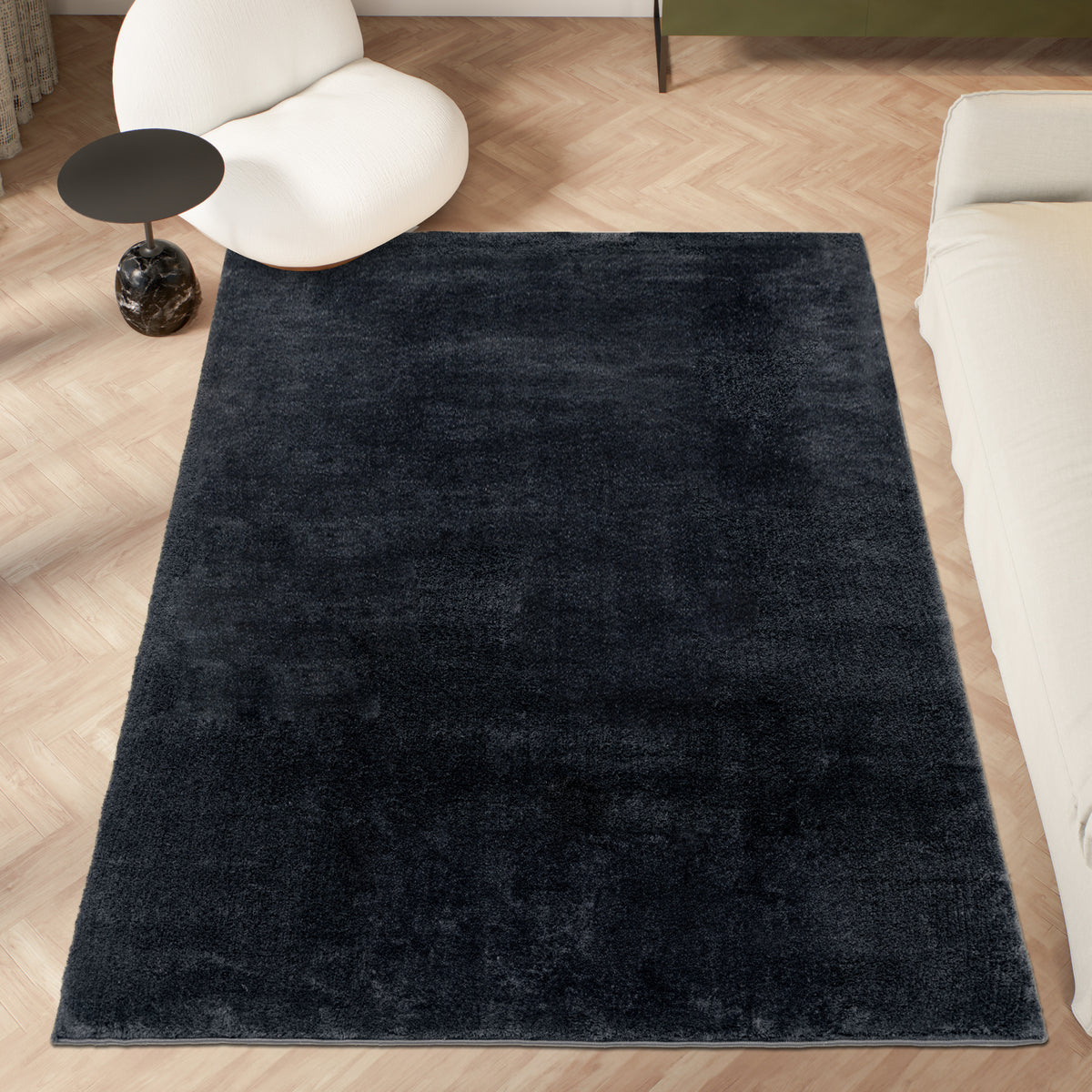 Anti-Slip Backing, Shaggy Rugs Black