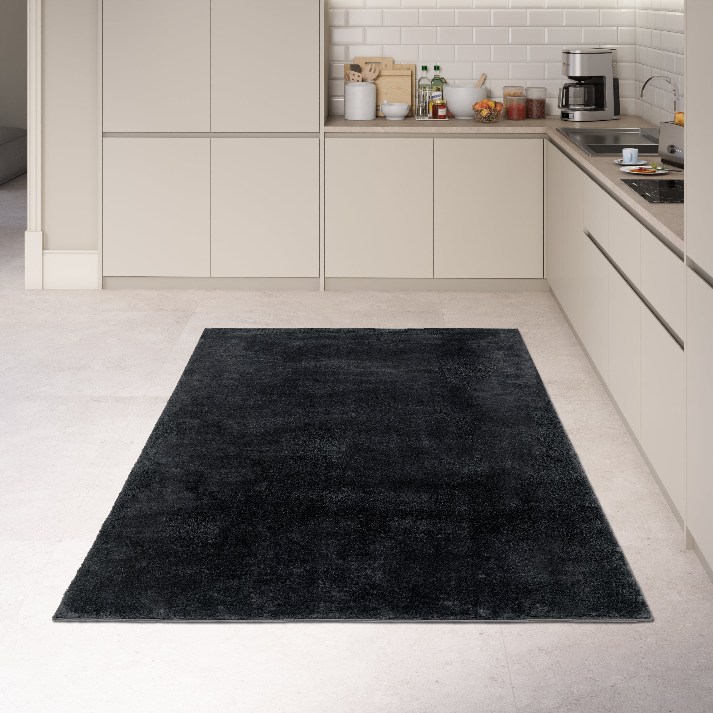 Anti-Slip Backing, Shaggy Rugs Black