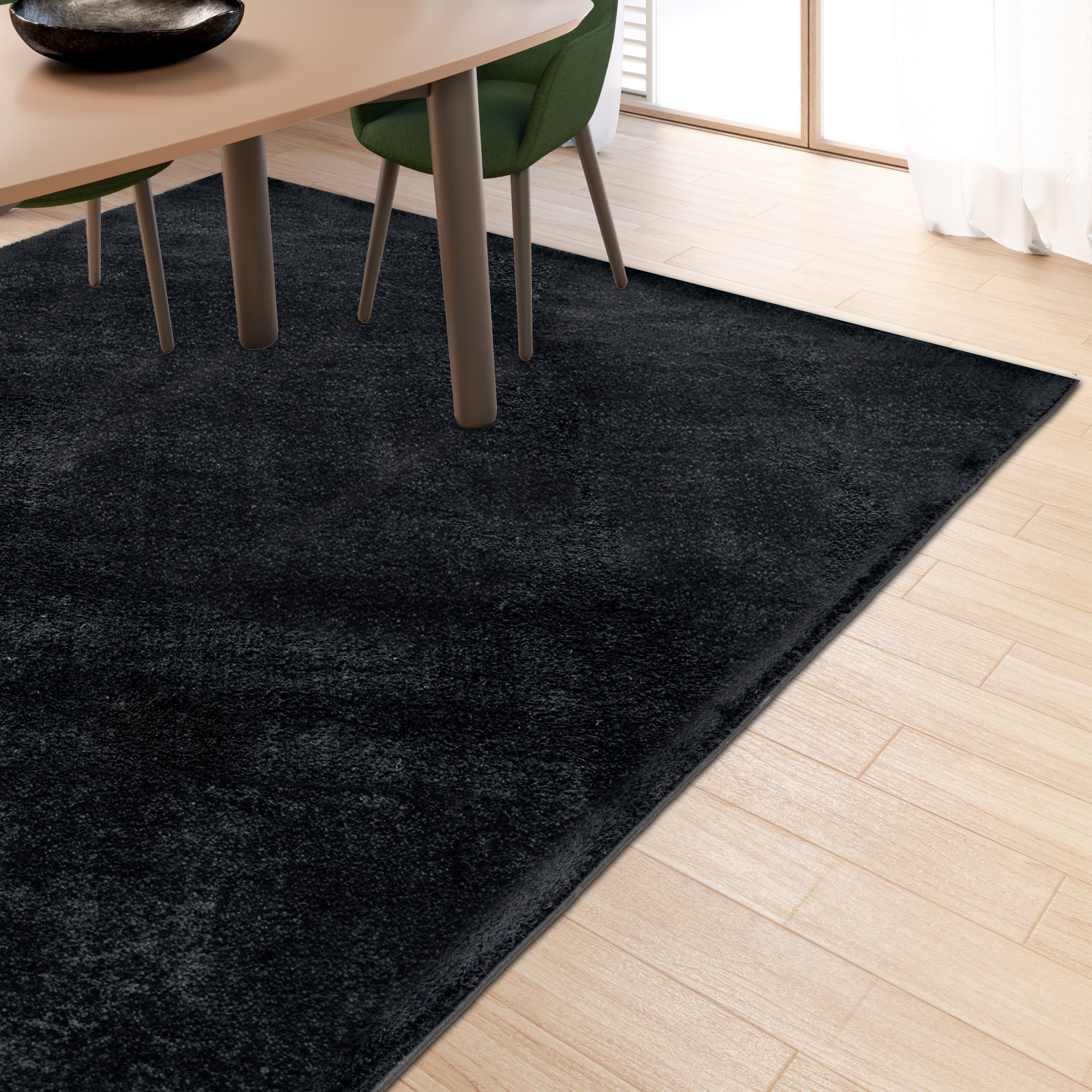 Anti-Slip Backing, Shaggy Rugs Black