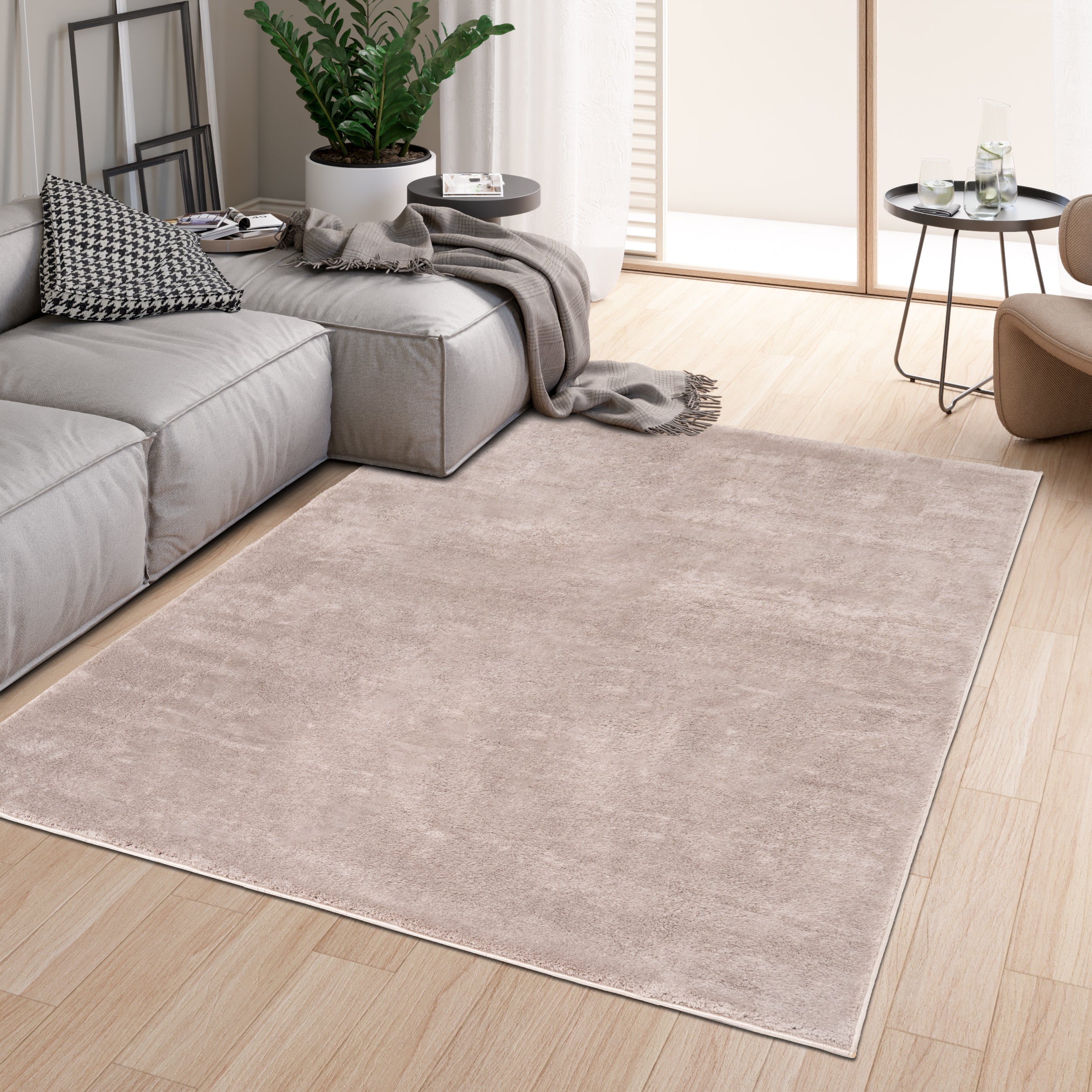 Anti-Slip Backing, Shaggy Rugs Brown