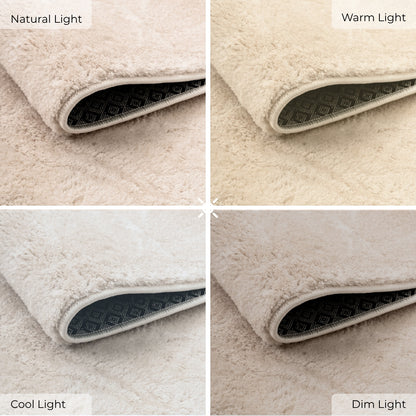 Anti-Slip Backing, Shaggy Rugs Cream