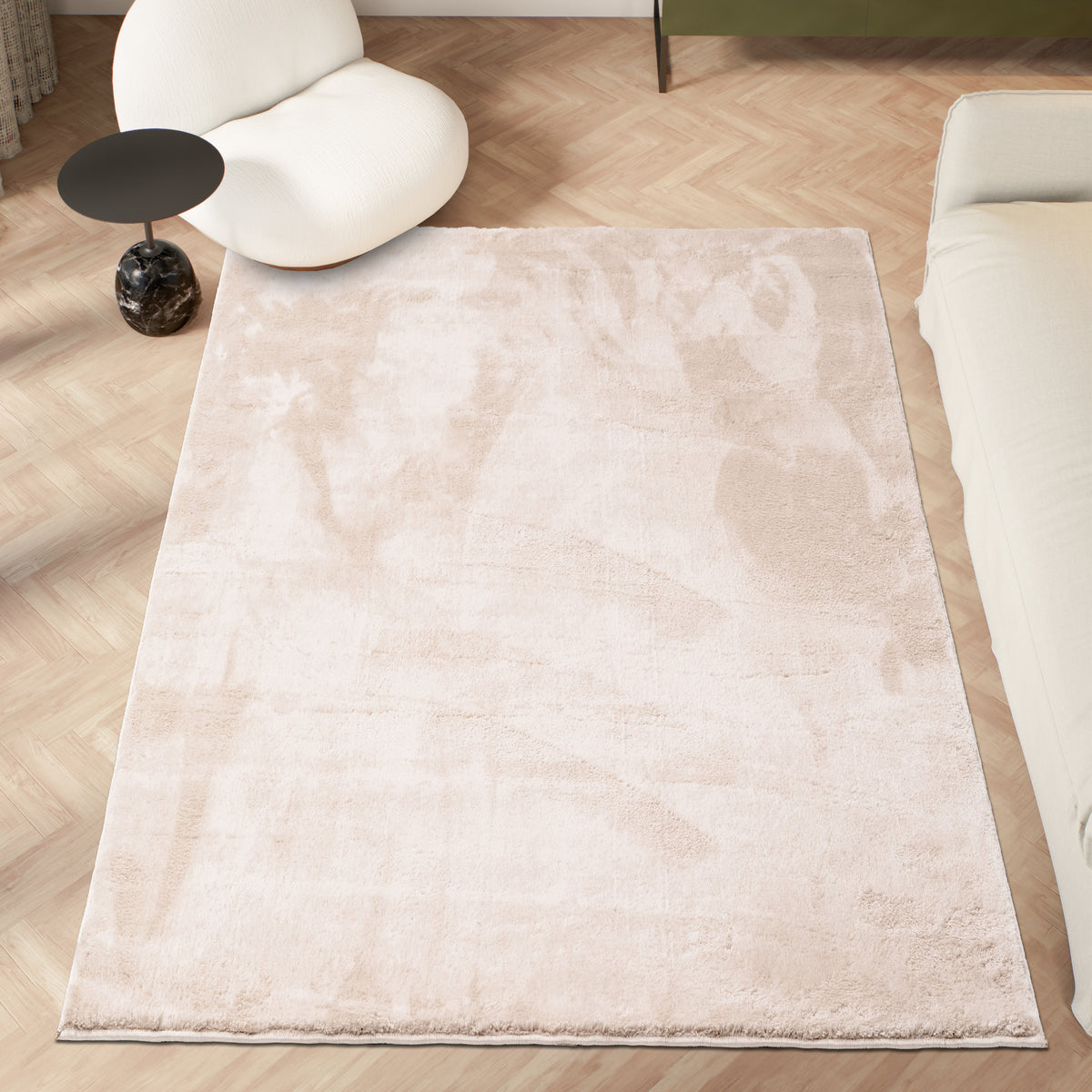 Anti-Slip Backing, Shaggy Rugs Cream