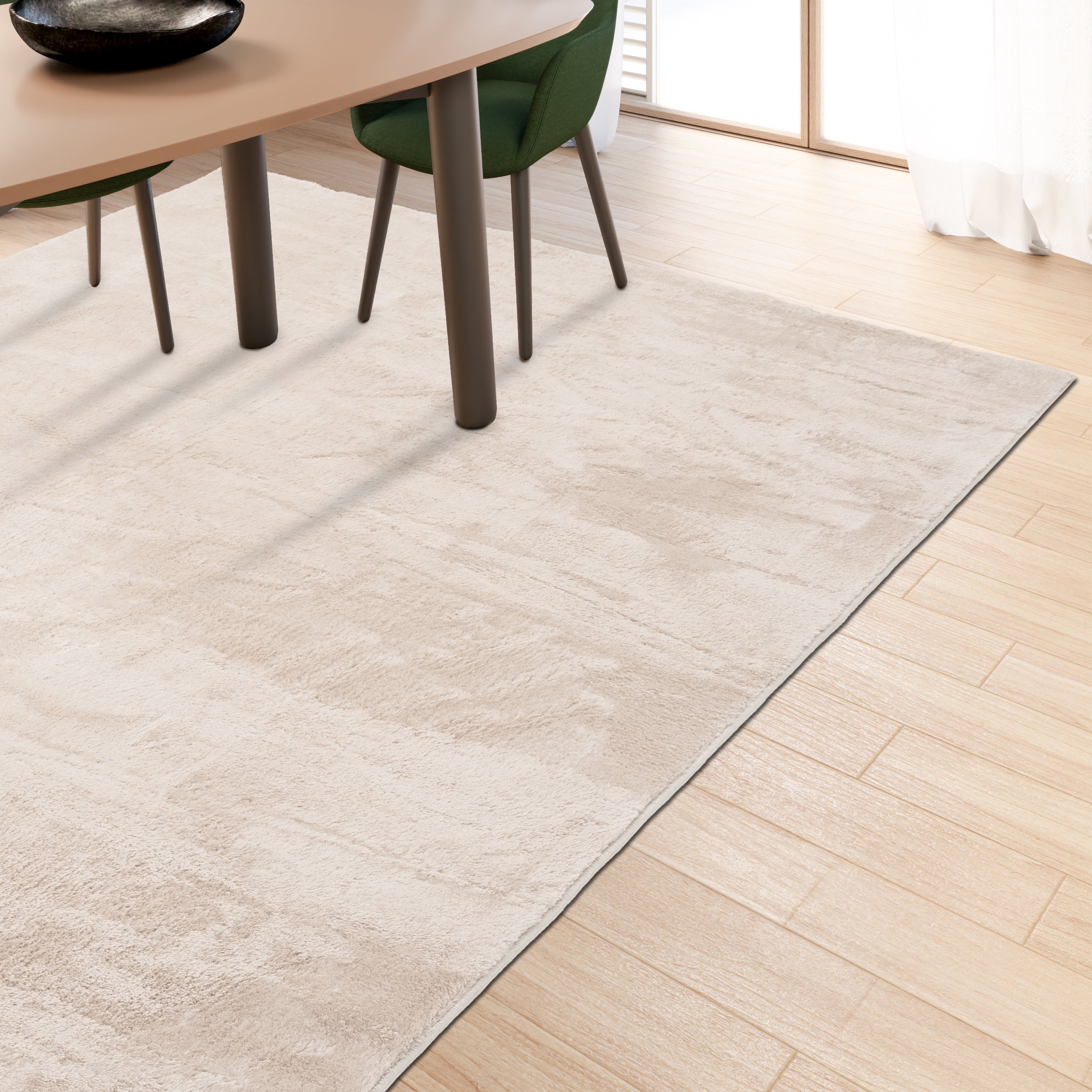 Anti-Slip Backing, Shaggy Rugs Cream