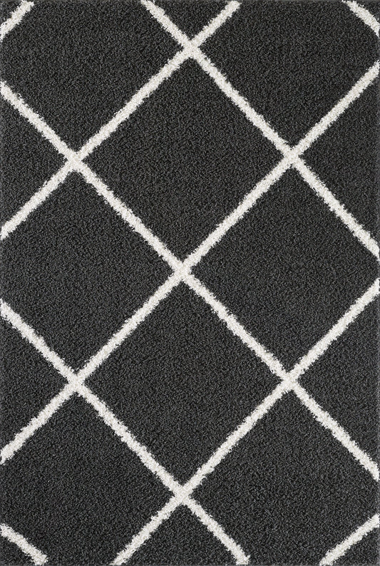 Shaggy Rug Lined Diamond Smoky Grey