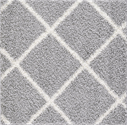 Shaggy Rug Lined Diamond Grey/Ivory