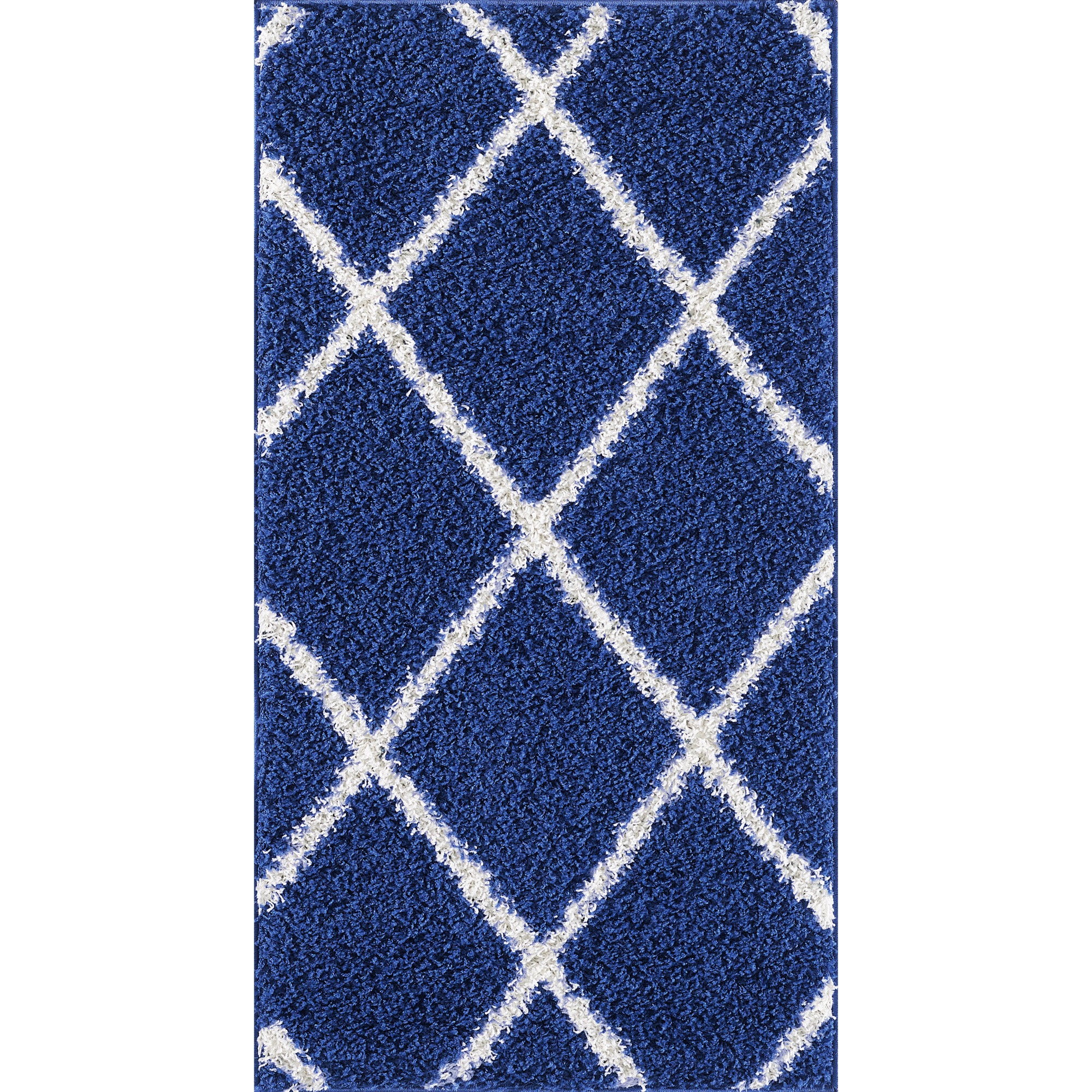 Shaggy Rug Lined Diamond Navy