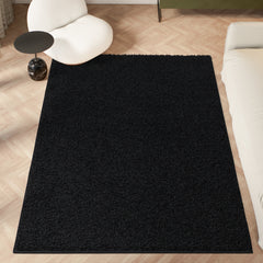 Shaggy Rug Plain Black