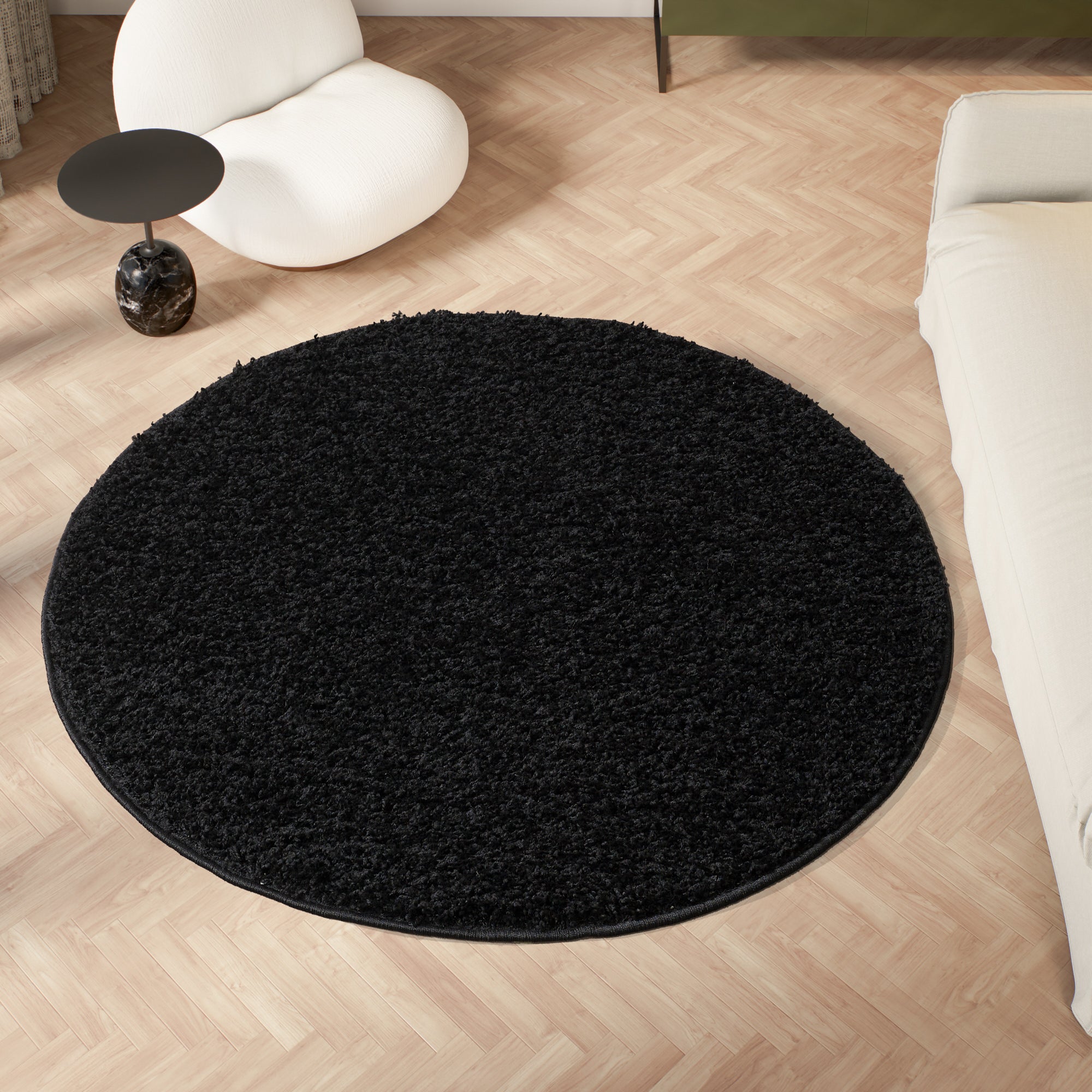 Shaggy Rug Plain Black