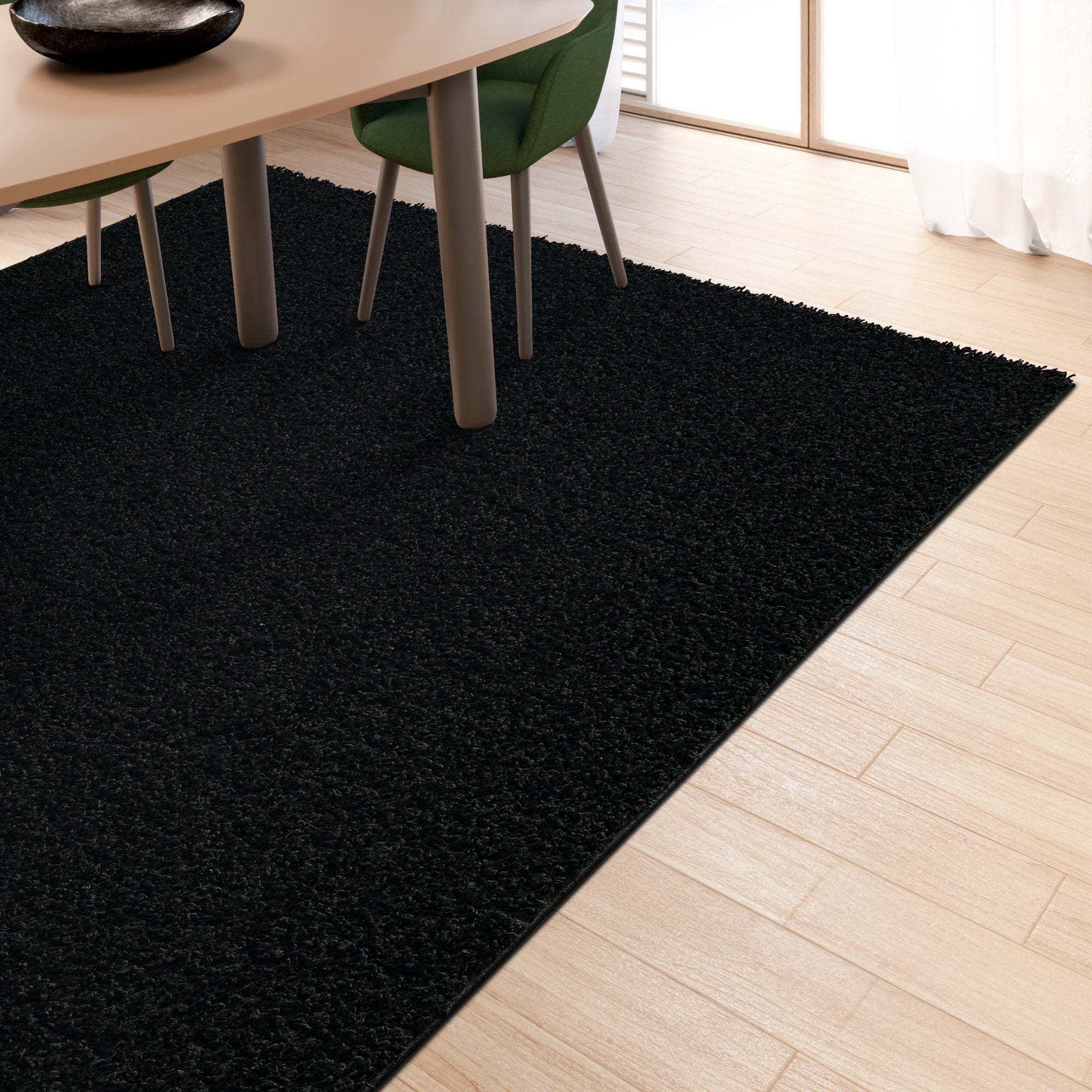 Shaggy Rug Plain Black