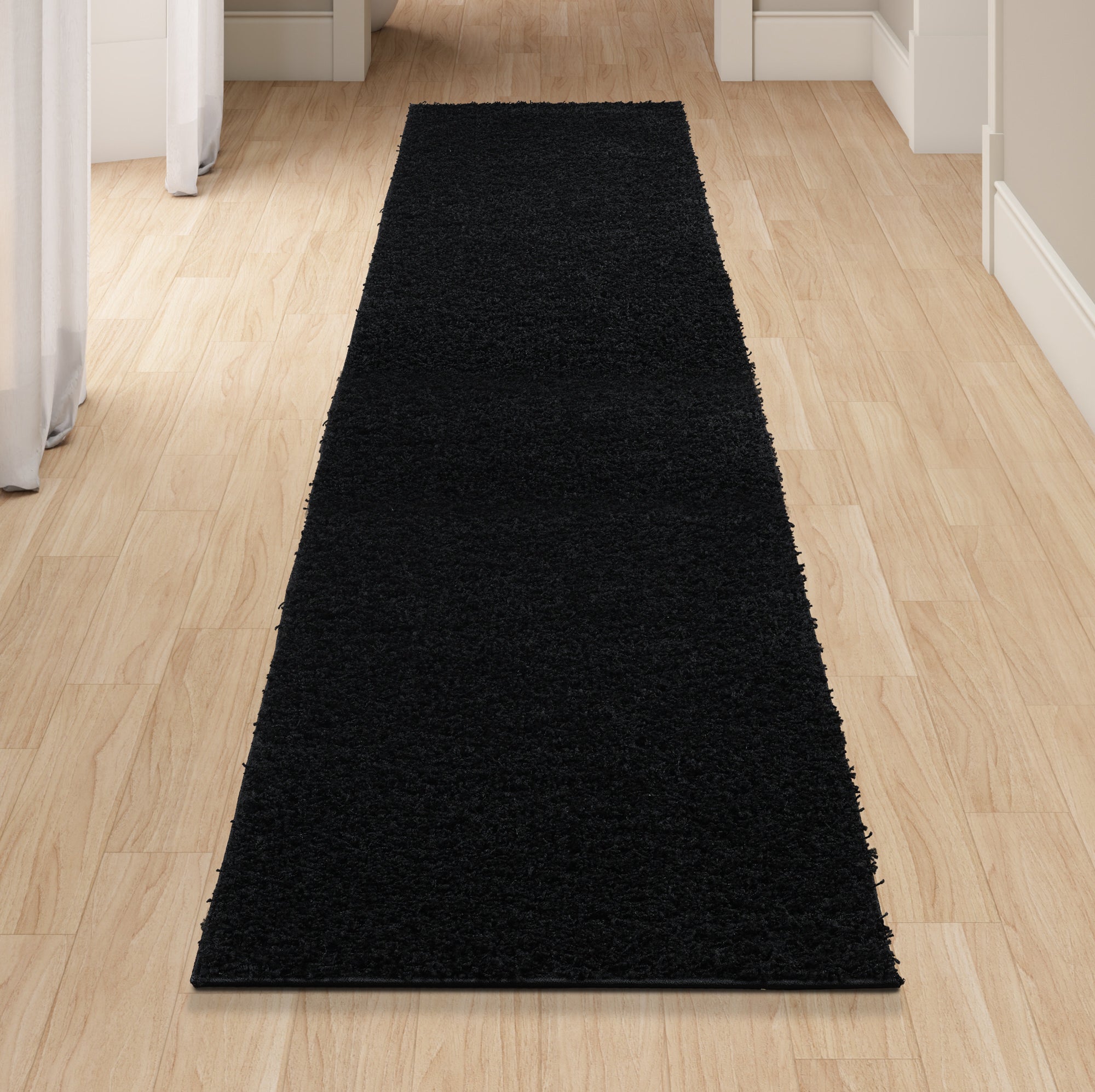 Shaggy Rug Plain Black