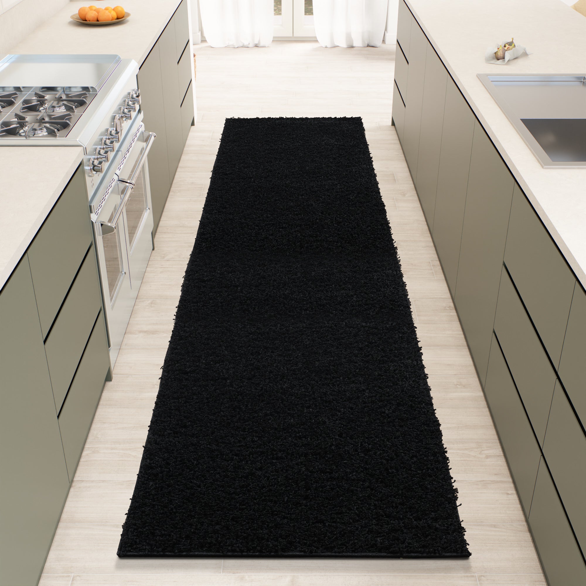 Shaggy Rug Plain Black