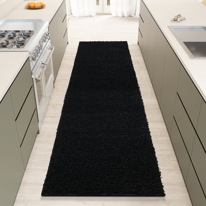Shaggy Rug Plain Black