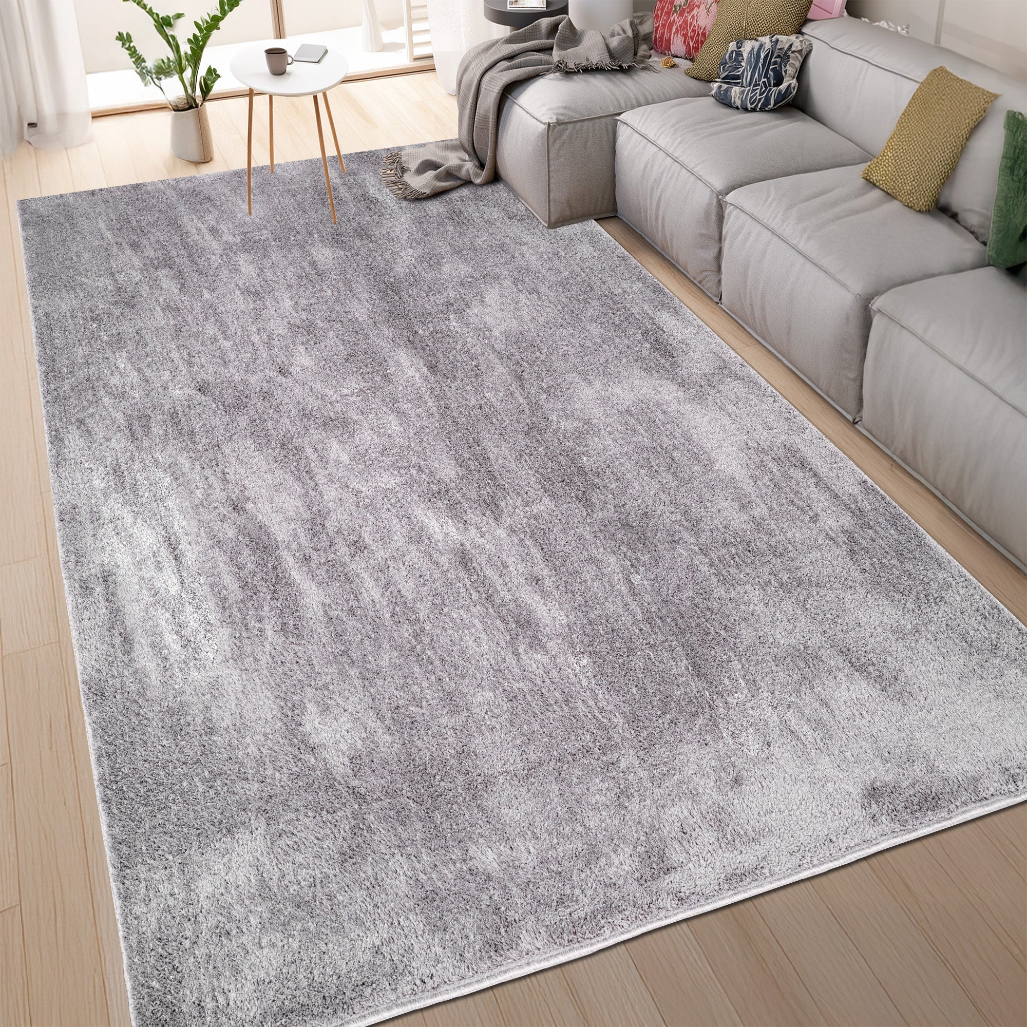 Anti-Slip Backing, Shaggy Rugs Grey