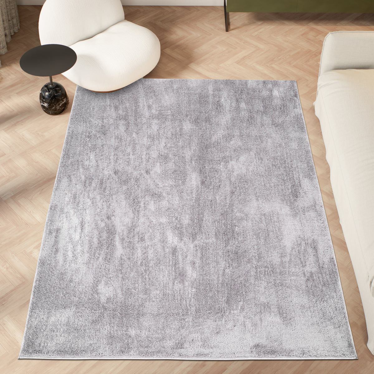 Anti-Slip Backing, Shaggy Rugs Grey