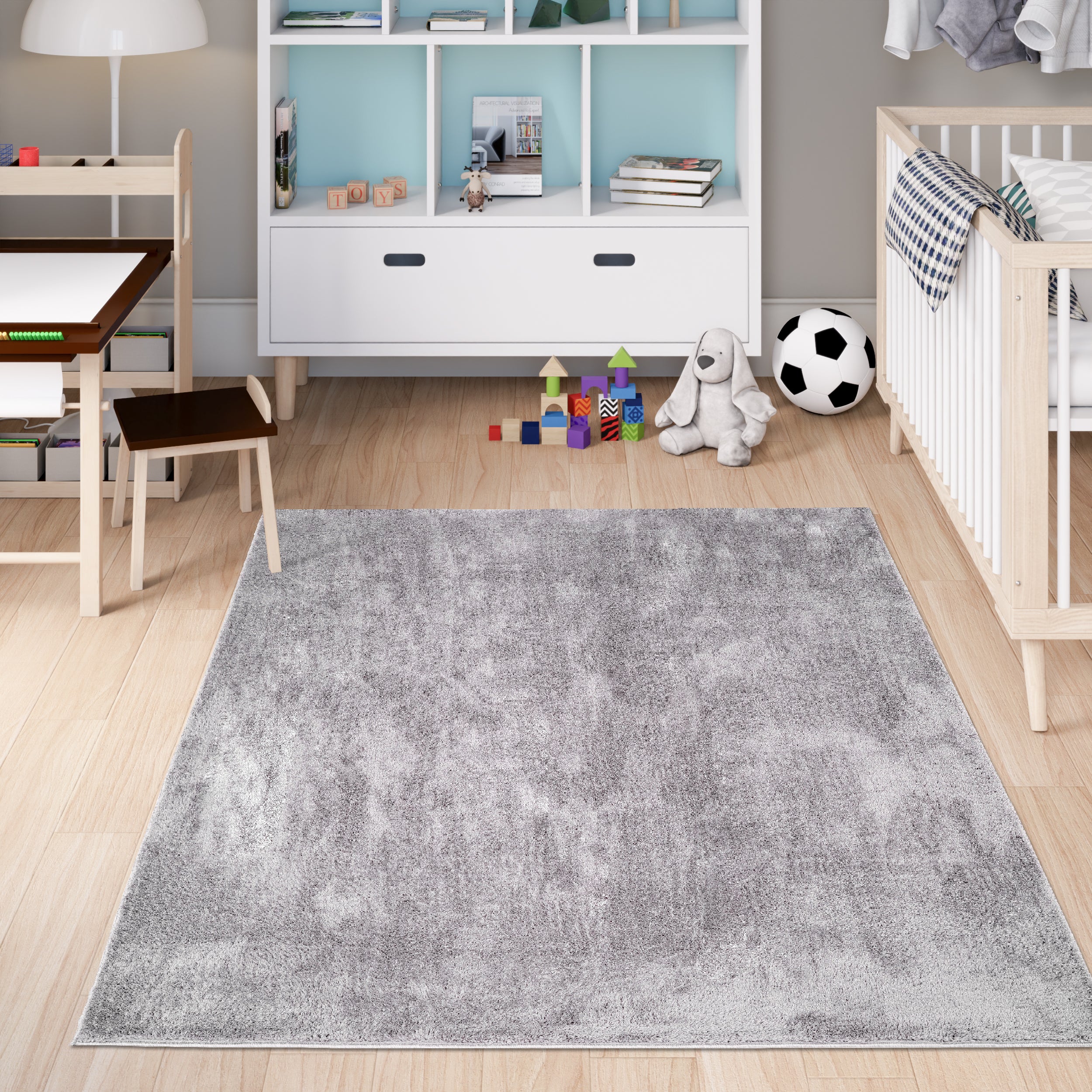 Anti-Slip Backing, Shaggy Rugs Grey