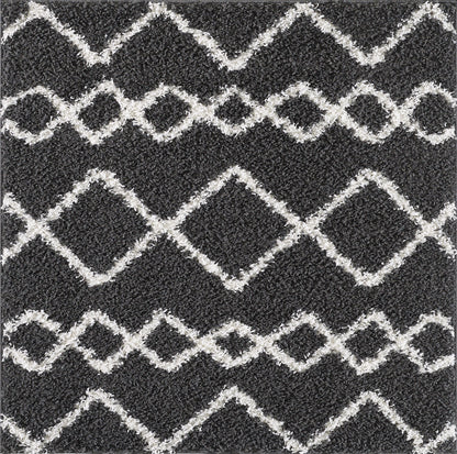 Shaggy Rug Lined Herringbone Smoky Grey